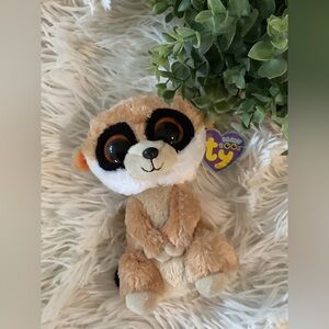 Ty Beanie Boo Tan and Black Meerkat Plush